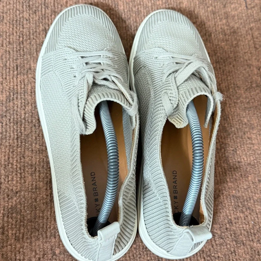 Lucky Brand Laddix Mens 10M Gray Knit‎ Lace Up Low Top Sneakers LP-LADDIX